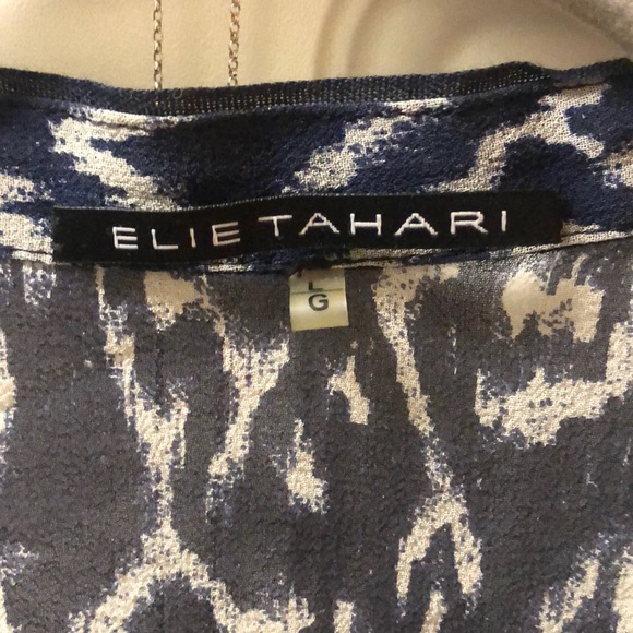 Blue and white sheer elie tahari shirt - Picture 7 of 8